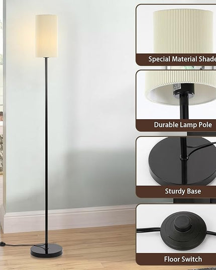 Floor Lamps for Living Room Modern Tall Lamp for Bedroom Office Corner (Black, 65'') - LeafyLoom