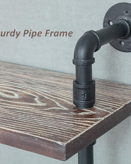 Industrial Retro Wall Mounted Iron Water Pipe Shelf/Bookcase/Shelving – Floating Shelves - Hung Bracket - DIY Storage Bookshelf – Wood Shelf - Towel Bar Hanging Storage Racks - LeafyLoom