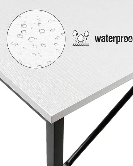 Lufeiya Small Computer Desk White Writing Table for Home Office Small Spaces 31 Inch Modern Student Study Laptop PC Writing Desks with Storage Bag Headphone Hook, White Black - LeafyLoom