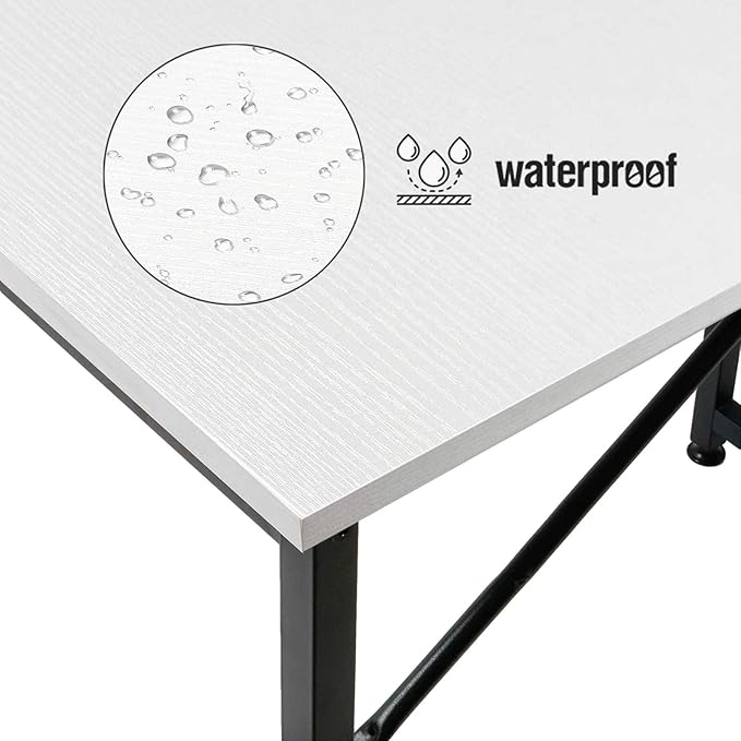 Lufeiya Small Computer Desk White Writing Table for Home Office Small Spaces 31 Inch Modern Student Study Laptop PC Writing Desks with Storage Bag Headphone Hook, White Black - LeafyLoom