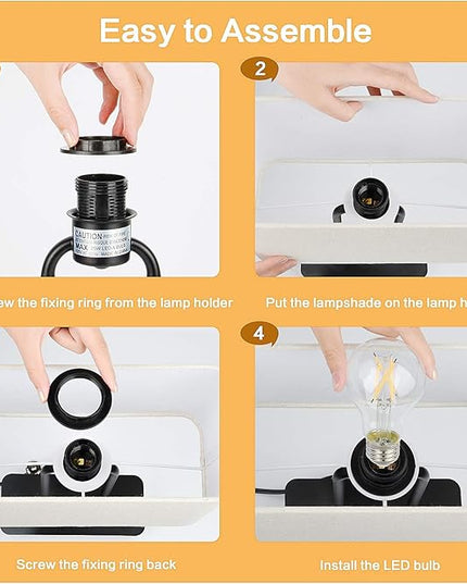 3-Way Dimmable Touch Control Table Lamp with 2 USB Ports and AC Power Outlet Modern Bedside Nightstand Lamp Fabric Shade and Metal Base for Guestroom Bedroom Living Room LED Bulb Included Warm White - LeafyLoom