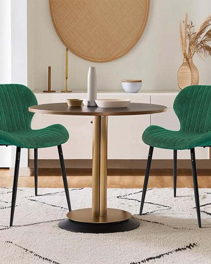 CangLong Dining Chairs Mid Century Modern Leisure Upholstered Metal Legs for Kitchen Living Room, Set of 2, Green - LeafyLoom