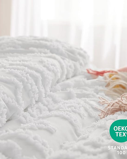 Bedsure Twin/Twin XL Comforter Set Dorm Bedding - Pumpkin Boho Bedding Comforter Set, 2 Pieces Farmhouse Shabby Chic Embroidery Bed Set, Soft Jacquard Tufted Comforter for College - LeafyLoom
