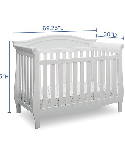 Delta Children Lancaster 4-in-1 Convertible Baby Crib, Bianca White - LeafyLoom