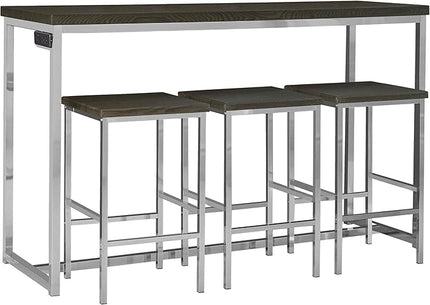 NicBex Kitchen Table Chairs Set of 4 Dining Table Set Modern Design Kitchen Dining Table, Pub Table, Dining Table Set with 3 Stools for Kitchen, Apartment, Easy Assembly, Brown - LeafyLoom