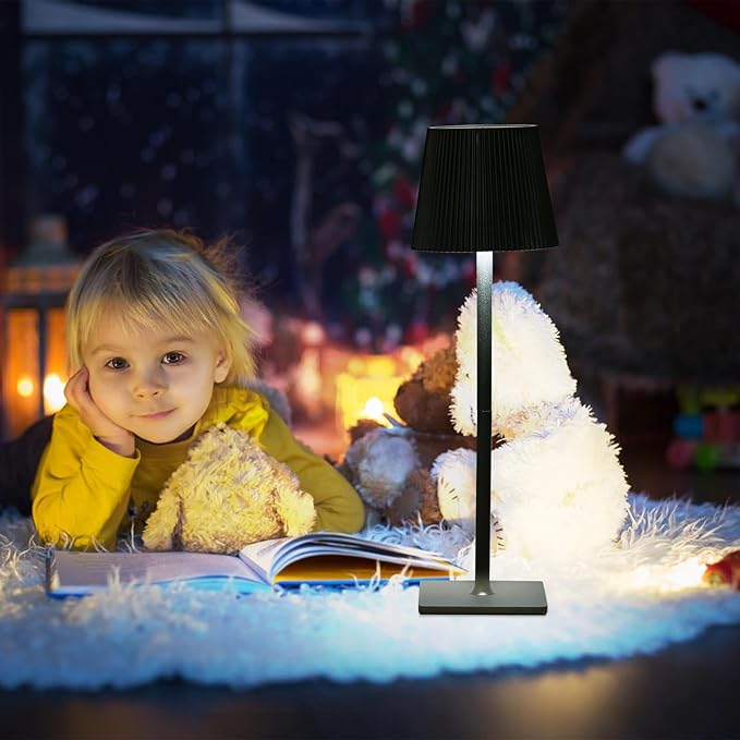 Neoglint Cordless Floor Lamp for Outdoor/Indoor, Touch Control Adjustable Height LED Lamp, Dimmable Rechargeable Battery Operated Lamp for Bedroom, Living Room, Patio (Round) - LeafyLoom