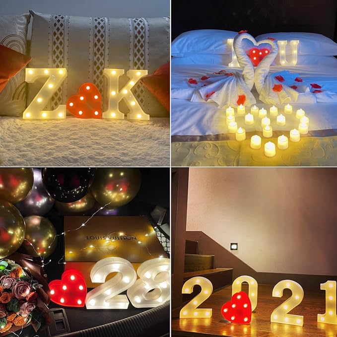 Colorful Letter LED Lights, Colors Changing LED Marquee Letter Lights, Dimmable Night Lights for Wedding, Birthday, Holiday, Party, Bar, Christmas Decoration,Dorm Room Decor-Multicolor P - LeafyLoom