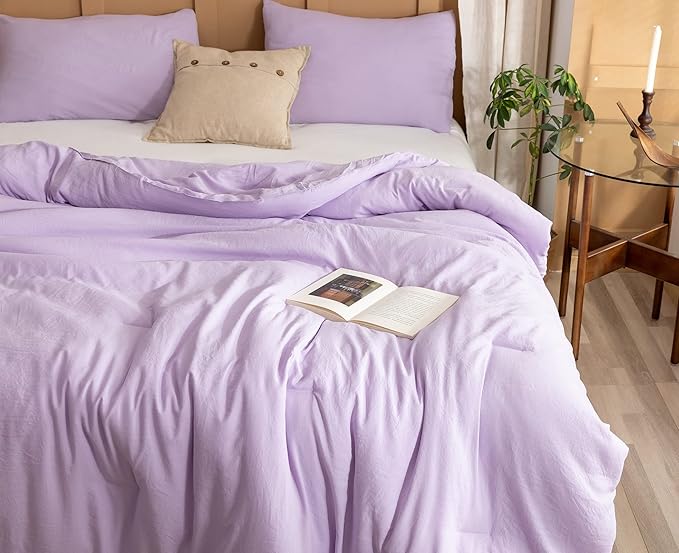 ROSGONIA California King Comforter Set Lavender, 3pcs (1 Boho Purple Cal King Comforter & 2 Pillowcases), All Season Bedding Bedspread Blanket Quilts - LeafyLoom