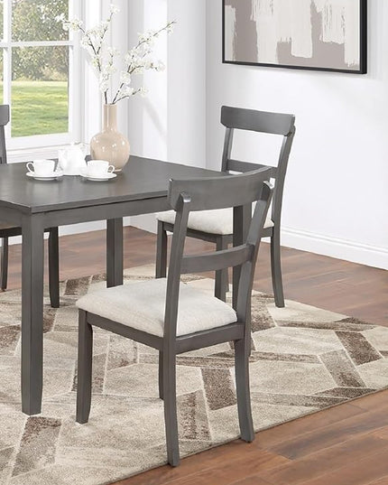 NicBex Kitchen Table Set for 4 Dining Table Classic Stylish 5Pc Dining Set Kitchen Dinette Wooden Top Table and Chairs Cushions Seats Ladder Back Chair Dining Room, Natural+Grey - LeafyLoom