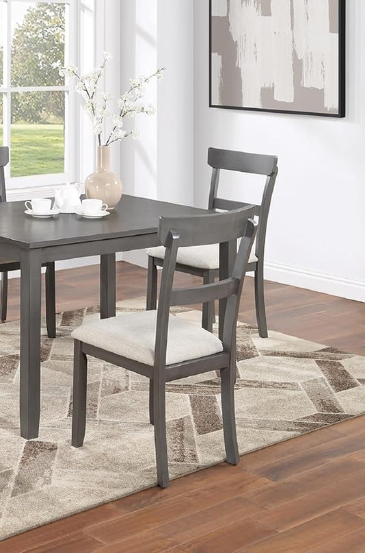 NicBex Kitchen Table Set for 4 Dining Table Classic Stylish 5Pc Dining Set Kitchen Dinette Wooden Top Table and Chairs Cushions Seats Ladder Back Chair Dining Room, Natural+Grey - LeafyLoom