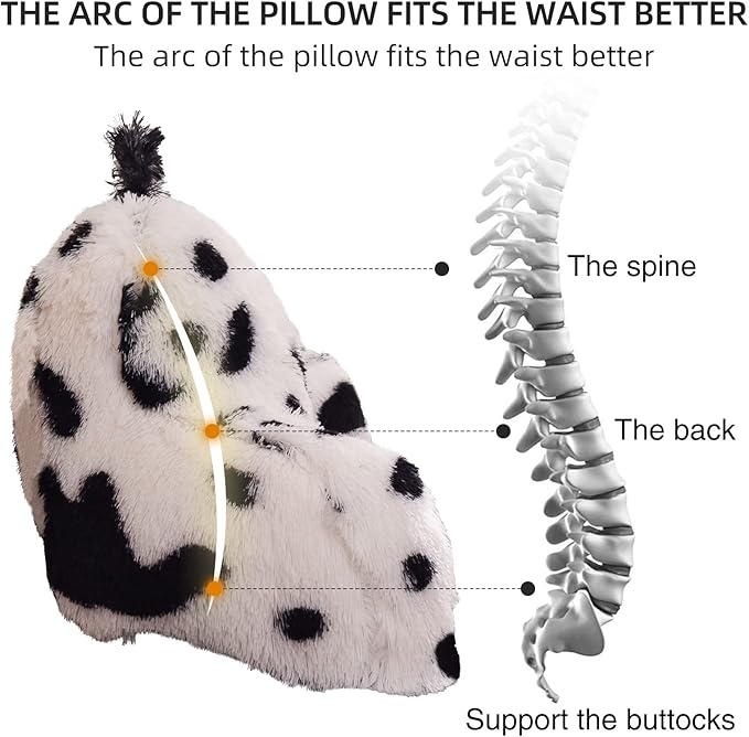 Aimuan Reading Pillow Bed Rest Pillow with Arms Plush shaggy Fur Cushion for Adults Teens Incline Rest Sitting up & Sleeping Snoring Pillow with Pregnancy Lumbar Back Support (Standard, White-Black) - LeafyLoom