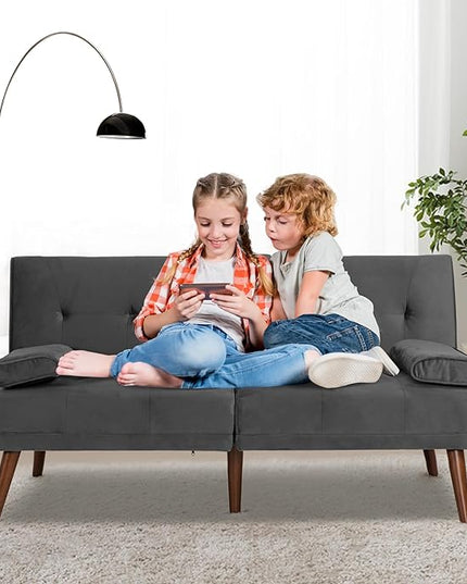 Shintenchi Futon Sofa Bed, Convertible Couch Bed Loveseat, Modern Futon Recliner Sleeper, Small Lazy Futon Set for Living Room, Office, Apartment,e, Dark Gray - LeafyLoom