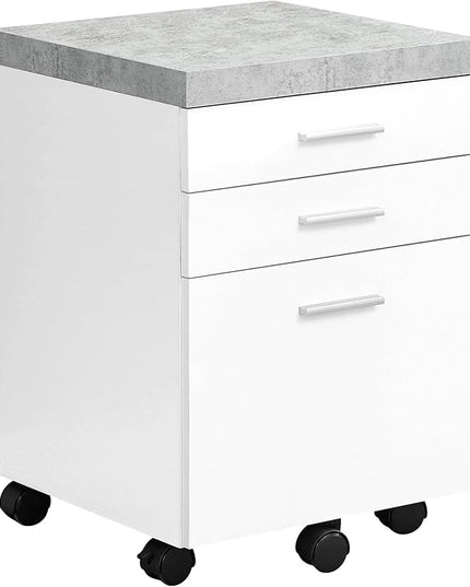Monarch Specialties I 7051 File Cabinet, Rolling Mobile, Storage Drawers, Printer Stand, Office, Work, Laminate, Grey, White, Contemporary, Modern - LeafyLoom