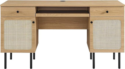 Modway Chaucer Modern Wood Grain Computer Office Desk, Oak - LeafyLoom