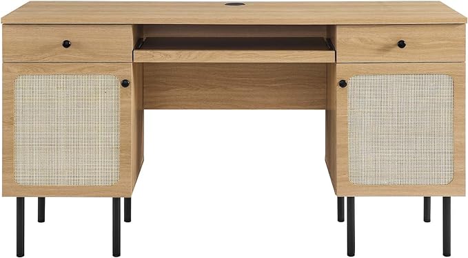 Modway Chaucer Modern Wood Grain Computer Office Desk, Oak - LeafyLoom