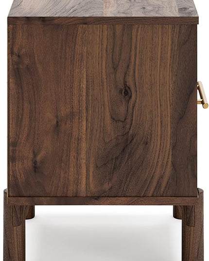 Signature Design by Ashley Calverson Modern 1 Drawer Nightstand with Open Cubby, Dark Brown - LeafyLoom