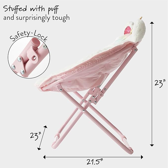 Heritage Kids Unicorn Saucer Chair, For Gaming Textile, White - LeafyLoom