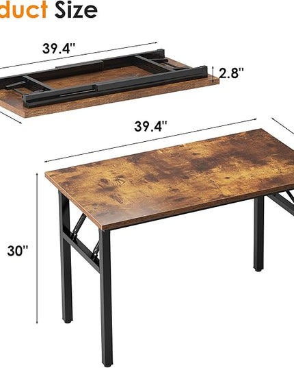 Need 39.4 inches Computer Desk for Small Space Small Folding Table Small Writing Desk Compact Desk Foldable Desk with BIFMA Certification, No Install Needed, Rustic Brown AC5-10060-FB - LeafyLoom