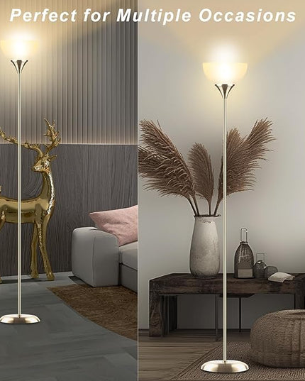 Floor Lamp, Standing Lamp, Floor Lamp for Bedroom, Drop-Resistant White Lampshade, Floor Lamp for Living Room Bedroom Study Office (Bronze) - LeafyLoom