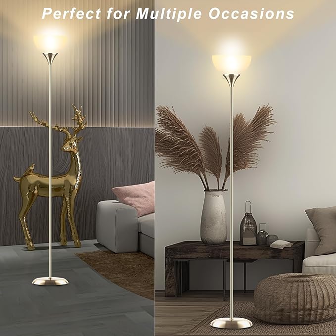 Floor Lamp, Standing Lamp, Floor Lamp for Bedroom, Drop-Resistant White Lampshade, Floor Lamp for Living Room Bedroom Study Office (Bronze) - LeafyLoom