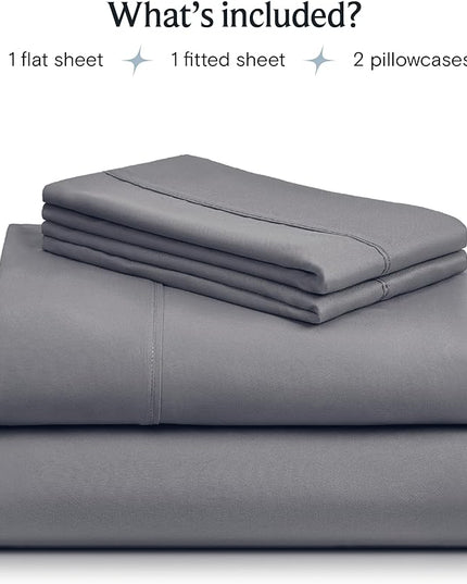 LuxClub Twin XL Sheets - Soft-Kids-Twin Bed Sheets for-Boys-and-Girls-4 PC Deep Pockets 18" Eco Friendly Wrinkle Free-Kids-Fitted Sheets Machine Washable Hotel Bedding Silky Soft- Light Grey Twin XL - LeafyLoom