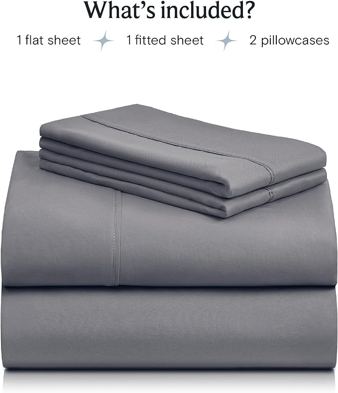 LuxClub Twin XL Sheets - Soft-Kids-Twin Bed Sheets for-Boys-and-Girls-4 PC Deep Pockets 18" Eco Friendly Wrinkle Free-Kids-Fitted Sheets Machine Washable Hotel Bedding Silky Soft- Light Grey Twin XL - LeafyLoom