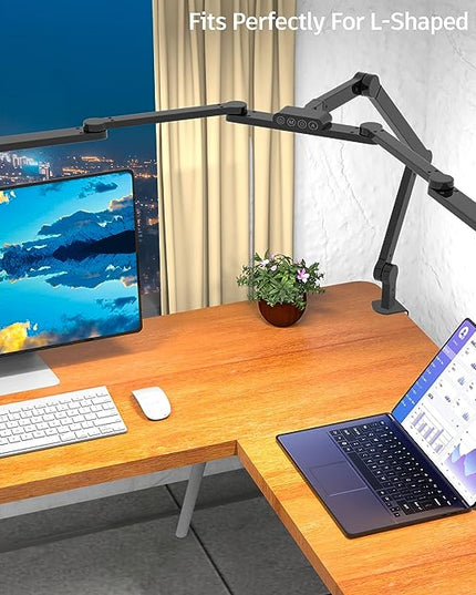 LED Desk Lamp with Clamp, 41.5" Clamp on Architect Desk Lamp for Home Office, 24W Bright Tall Computer LED Desk Light Clip on Office Lamp Adjustable Overhead Table Light for Work Craft - LeafyLoom