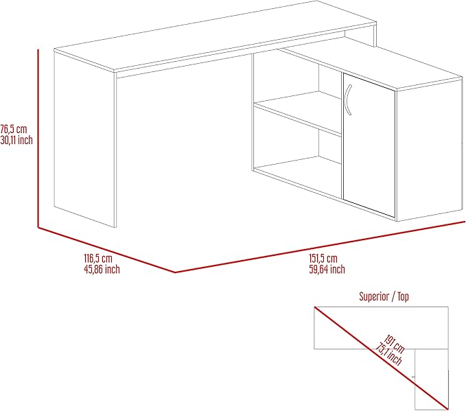 NicBex Kimberly-DW-00204-LWJ Home Office Desks, 59.64"x45.86"x30.11", Light Oak - LeafyLoom