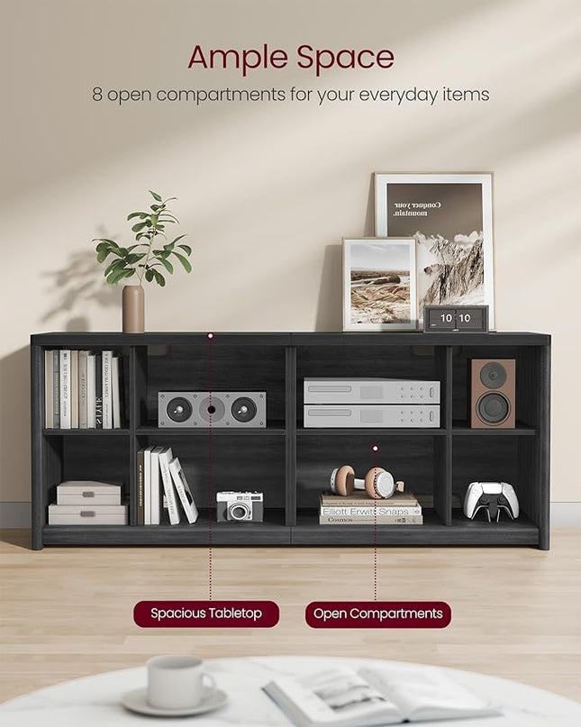 VASAGLE TV Stand for TVs up to 65 Inches, Entertainment Center with Storage Shelves, TV Console Table, Easy to Assemble, TV Cabinet for Living Room, Bedroom, Ash Black ULTV111B01 - LeafyLoom