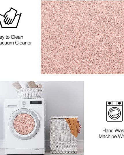 Area Rugs for Bedroom Living Room, 4x6 Pink Super Soft Comfy Thickened Memory-Foam Indoor Carpets, Modern Aesthetic Minimalist Carpet for Boys Girls Adults Apartment Nursery Home Décor - LeafyLoom