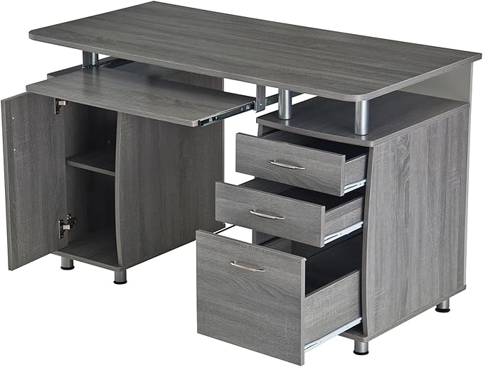 Techni Mobili Small Computer Desk in Gray - LeafyLoom