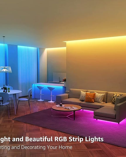 Lepro 65.6ft LED Strip Lights, Ultra-Long RGB 5050 LED Strips with Remote Controller and Fixing Clips, Color Changing Tape Light with 12V ETL Listed Adapter for Bedroom, Room, Kitchen, Bar(32.8FTX 2) Lepro