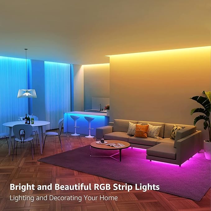 Lepro 65.6ft LED Strip Lights, Ultra-Long RGB 5050 LED Strips with Remote Controller and Fixing Clips, Color Changing Tape Light with 12V ETL Listed Adapter for Bedroom, Room, Kitchen, Bar(32.8FTX 2) Lepro