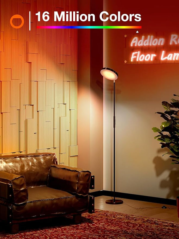 addlon RGB Floor Lamp, 2000LM LED Super Bright-Tall Standing with Alexa, App and Remote Control, Smart Modern Floor Lamp with Music Sync and 16 Million DIY Colors for Bedroom Living Room - LeafyLoom