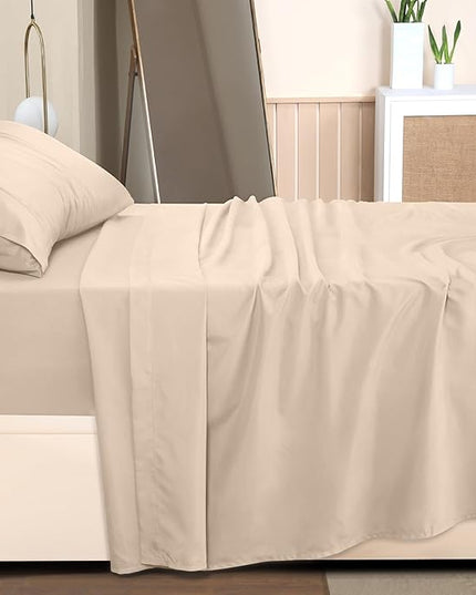 Utopia Bedding Twin Bed Sheets Set - 3 Piece Bedding - Brushed Microfiber - Shrinkage and Fade Resistant - Easy Care (Twin, Beige) - LeafyLoom