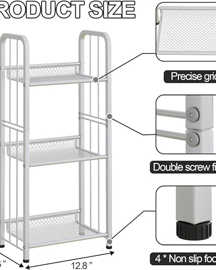 Bookshelf Storage Shelf Small Bookcase Freestanding Storage Stand for Living Room, Bedroom, Kitchen Rust Resistance, Easy Assembly Free Combination Multi-Functional Organizer (3 Tiers, White) - LeafyLoom