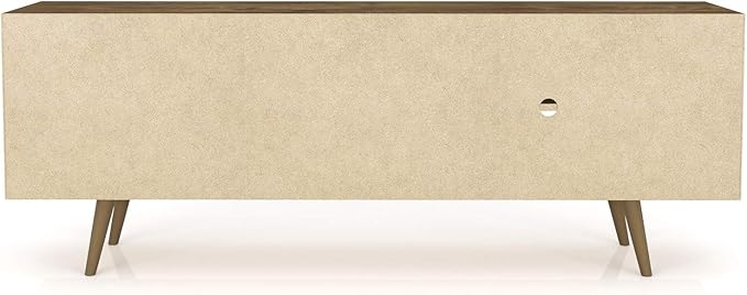 Manhattan Comfort Liberty Mid Century Modern TV Stand for Televisions up to 60 Inches, Bedroom and Living Room Entertainment Center with Storage, Shelves, and Cabinet, 63" Wide, Rustic Brown/White - LeafyLoom