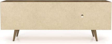 Manhattan Comfort Liberty Mid Century Modern TV Stand for Televisions up to 60 Inches, Bedroom and Living Room Entertainment Center with Storage, Shelves, and Cabinet, 63" Wide, Rustic Brown/3D Brown - LeafyLoom