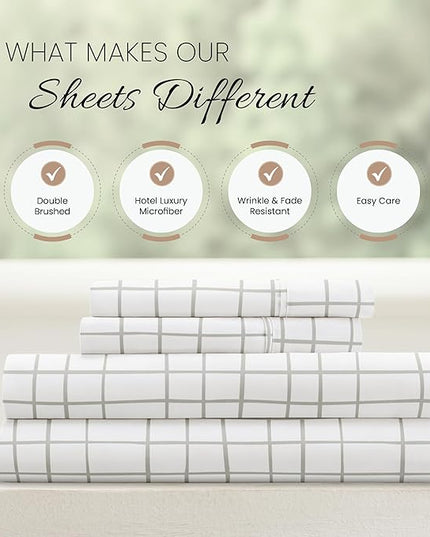 Linen Market 4 Piece Full Bedding Sheet Set (Light Gray Crossroads) - Sleep Better Than Ever with These Ultra-Soft & Cooling Bed Sheets for Your Full Size Bed - Deep Pocket Fits 16" Mattress - LeafyLoom