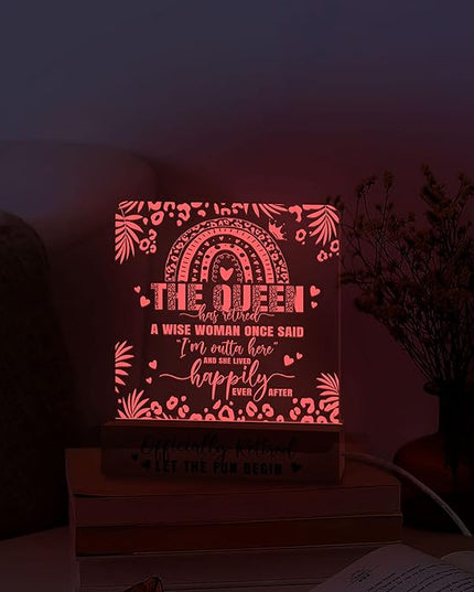 Retirement Gifts for Women 3D Illusion Lamp Acrylic Night Light, Happy Retirement Gifts for Boss Coworker Teacher Police Nurse Doctor, I'm Outta Here Goodbye Farewell Gift for Female Friends - LeafyLoom