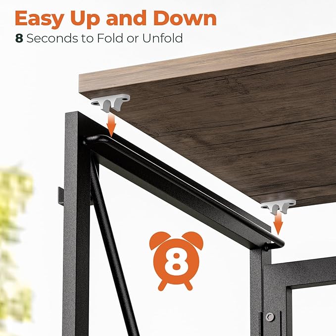 Folding Desk, Small Foldable Desk 31.5 Inch for Small Space, Computer Table Home Office Writing Desk with Storage Bag Headphone Hook, Easy Assembly, Brown - LeafyLoom