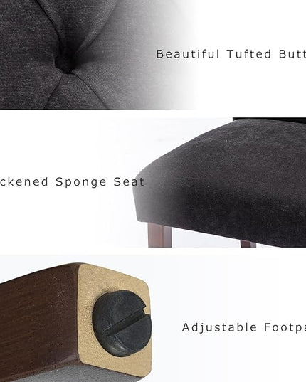 COLAMY Button Tufted Dining Chairs Set of 4, Parsons Upholstered Fabric Dining Room Chairs Kitchen Chairs with Wood Legs and Padded Seat, Black - LeafyLoom