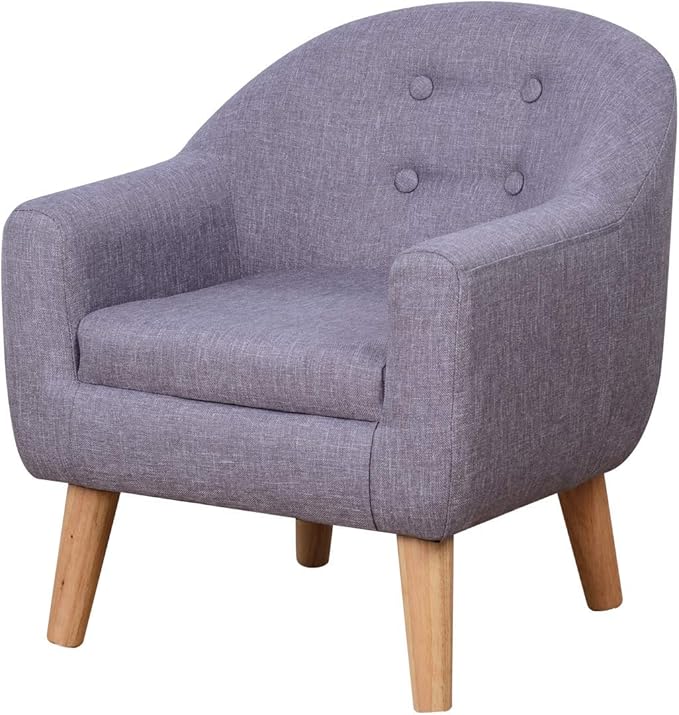 Single Linen Fabric Kids Armchair, Toddler Sofa and Couch with Wooden Legs, Children Chair Seat for Children Gift (Gray) - LeafyLoom