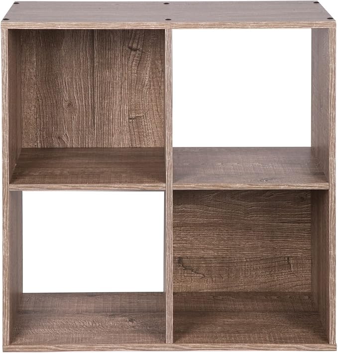 PACHIRA E-Commerce US 4-Cube Organizer Storage Bookcase Bookshelf Suit 11 Inch Storage Bins, Wood Sturdy Cubby Cube Closet Unit Assemble Display Rack Shelving, Rustic Brown Oak - LeafyLoom