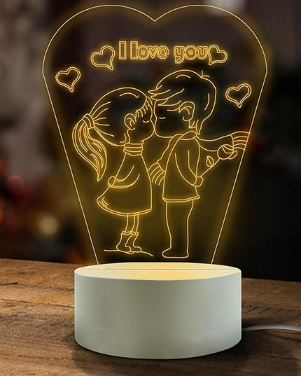 Romantic Gifts for Girlfriend, 3D Illusion Night Lamp, Girlfriends Birthday Anniversary Valentines Day Gifts for Her from Boyfriends (1 Pack) - LeafyLoom