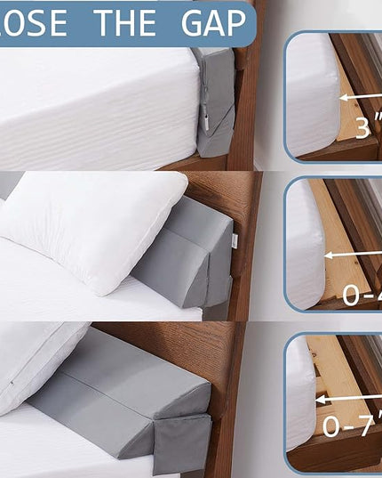 Limthe Headboard Gap Filler Queen,Bed Wedge Pillow for Headbpard Gap,Mattress Gap Filler (0-7"),Foam Wedge Pillow Fill Gap Between Headboard/Wall and Mattress Grey 60"x10"x6" - LeafyLoom