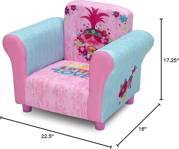 Delta Children Kids Character Upholstered Chair, Trolls World Tour - LeafyLoom