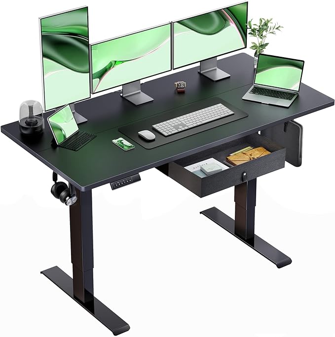Marsail STAND 1 home-office-desks, 55 x 24 Inch, Black - LeafyLoom