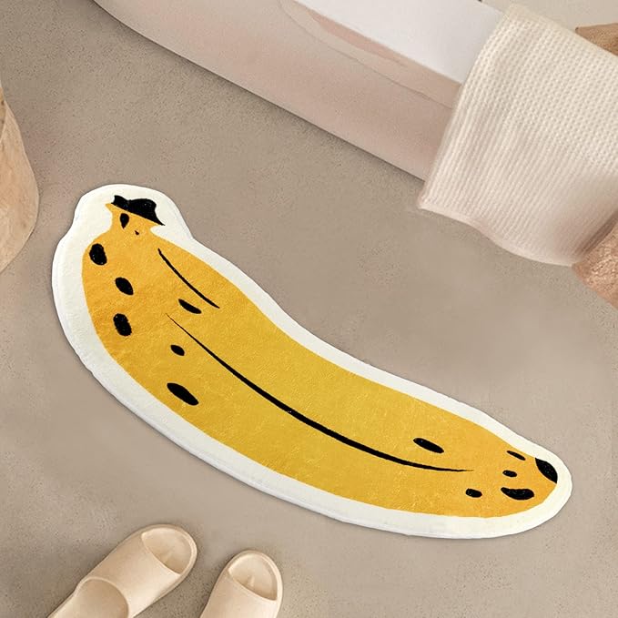 Banana Bath Rugs for Bathroom Non Slip Super Absorbent Bath Mat for Floor Bathmats Washable Yellow Cartoon Bathrugs Carpet Soft Shower Tub Rugs Thick Kitchen Doormat Home Decor 17.7x39.4inch/45x100cm - LeafyLoom