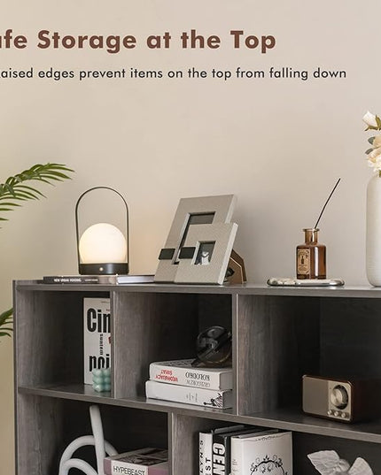 Giantex Wood 8 Cube Bookcase, Open Freestanding 3-Tier Bookshelf, Multipurpose Display Shelf for Living Room, Bedroom, Children's Playroom, Reading Room - LeafyLoom
